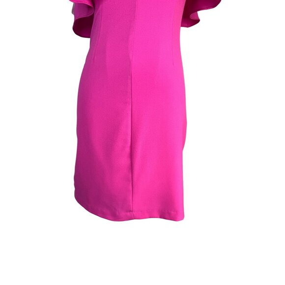 2/$30 Dear Moon Hot Pink One-Shoulder Ruffle Mini Dress - Picture 12 of 15